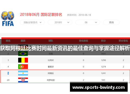 获取阿根廷比赛时间最新资讯的最佳查询与掌握途径解析